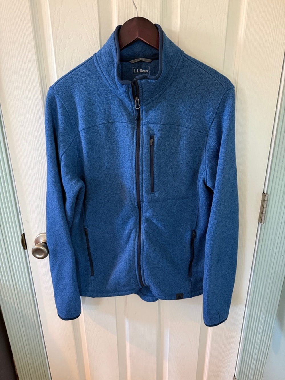 L.L. Bean Men's Heathered Blue Zip-Up Fleece Jacket